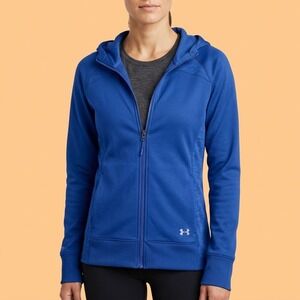 Under Armour ColdGear Storm Full Zip Hoodie Jacket Womens M Blue EUC
